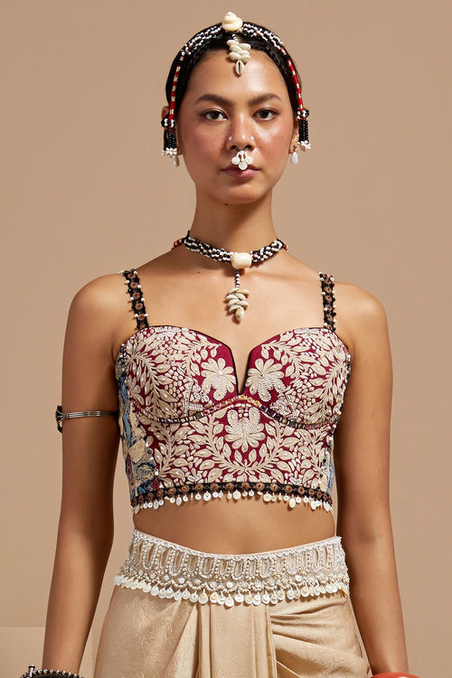 Shocking Pink Basque Chandra Corset Blouse