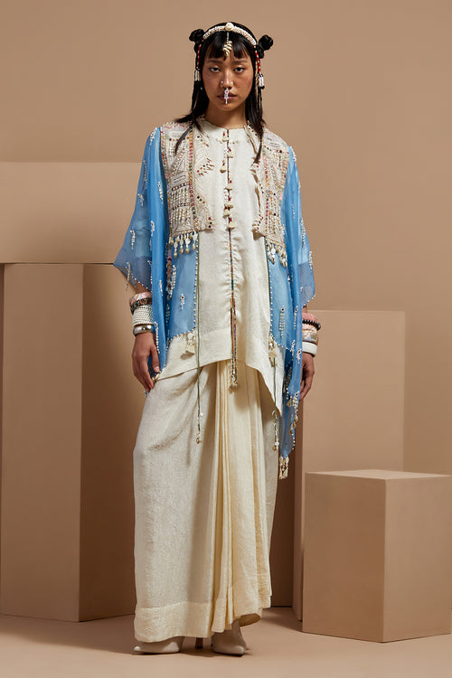 Aasmani Basque Veni Dupatta Jacket