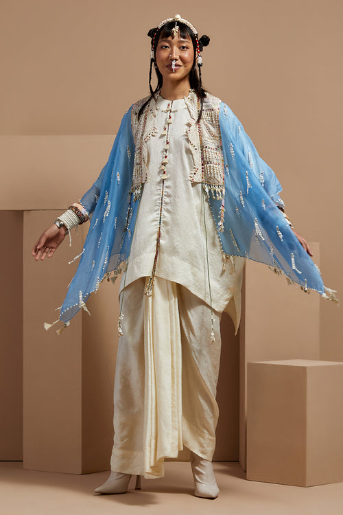 Aasmani Basque Veni Dupatta Jacket