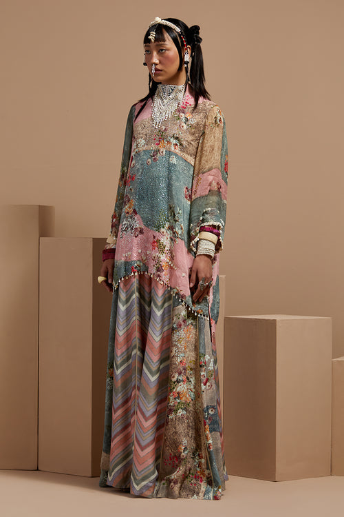 Multi Basque Mitra Short Kurta With Trousers