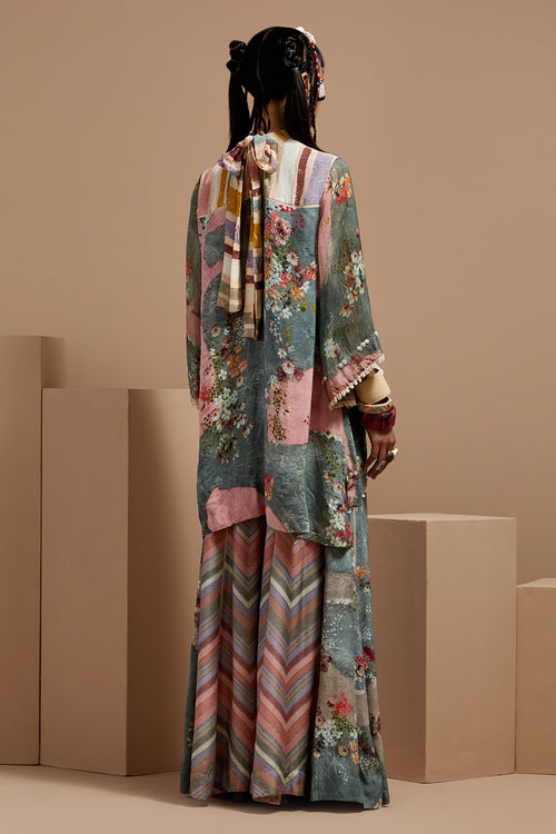 Multi Basque Mitra Short Kurta With Trousers