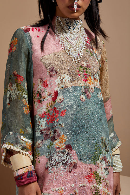 Multi Basque Mitra Short Kurta With Trousers