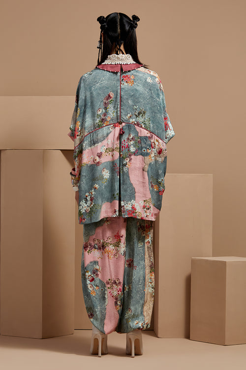 Multi Basque Mandala Shirt With Draped Pants