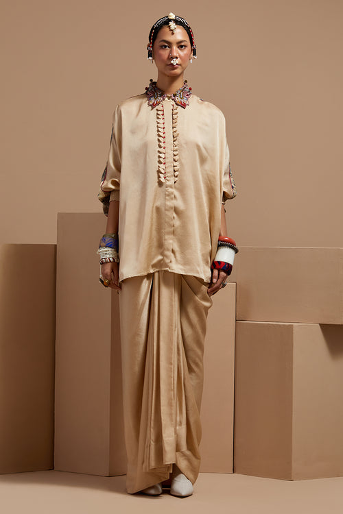 Ecru Basque Mandala Shirt Set