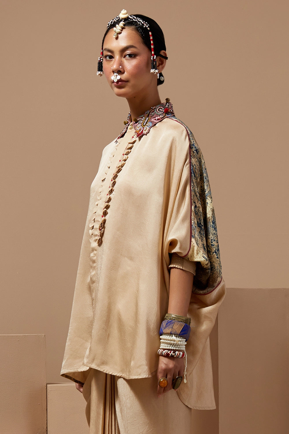 Ecru Basque Mandala Shirt Set