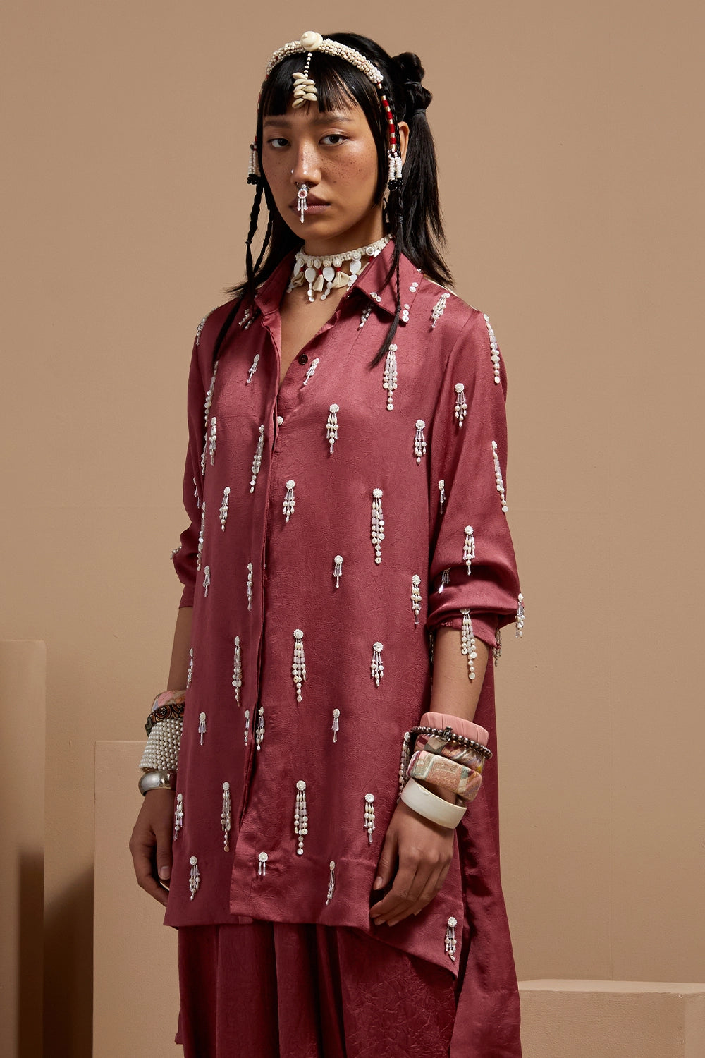 Old Rose Basque Atri Straight Shirt