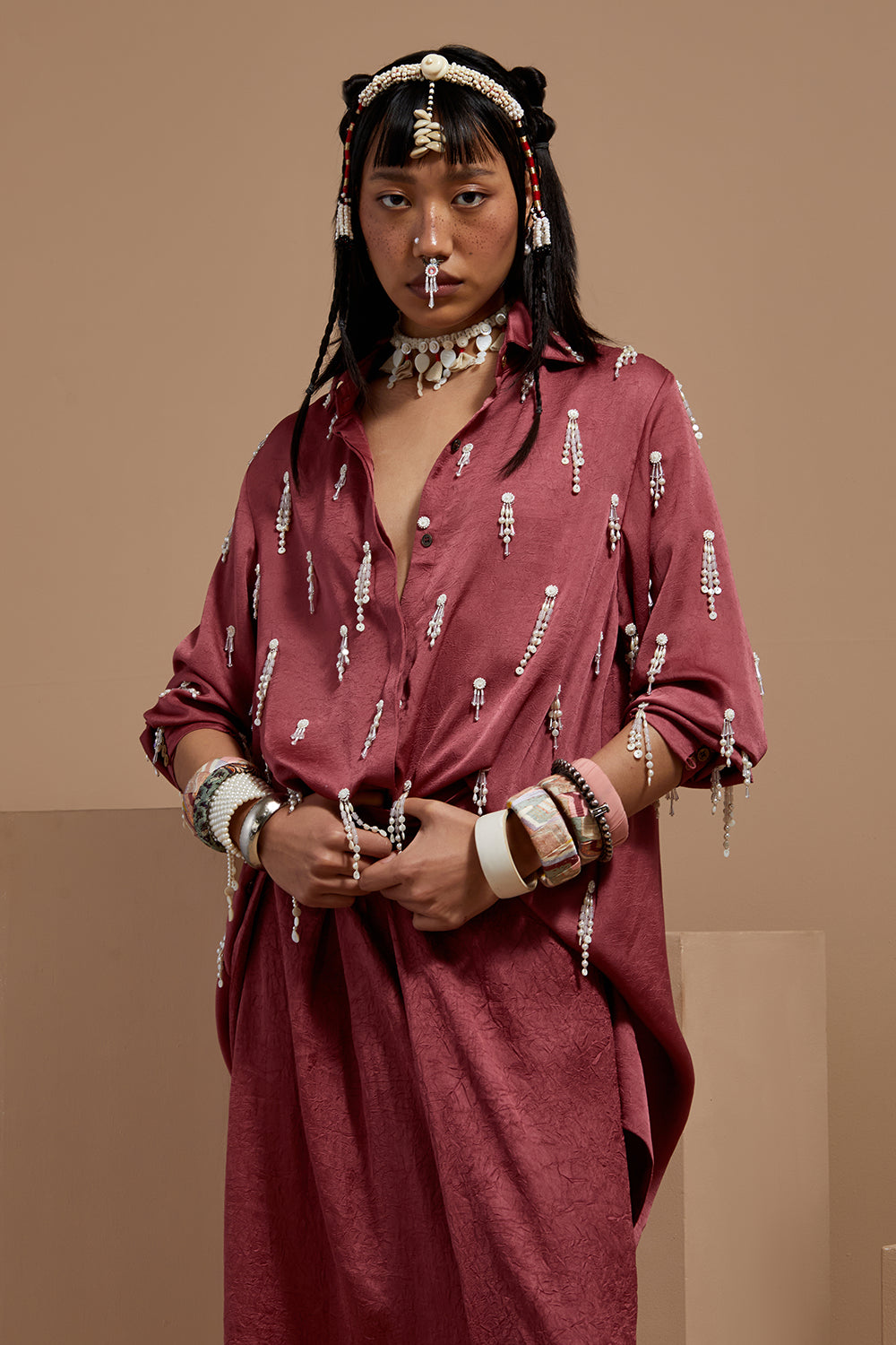 Old Rose Basque Atri Straight Shirt