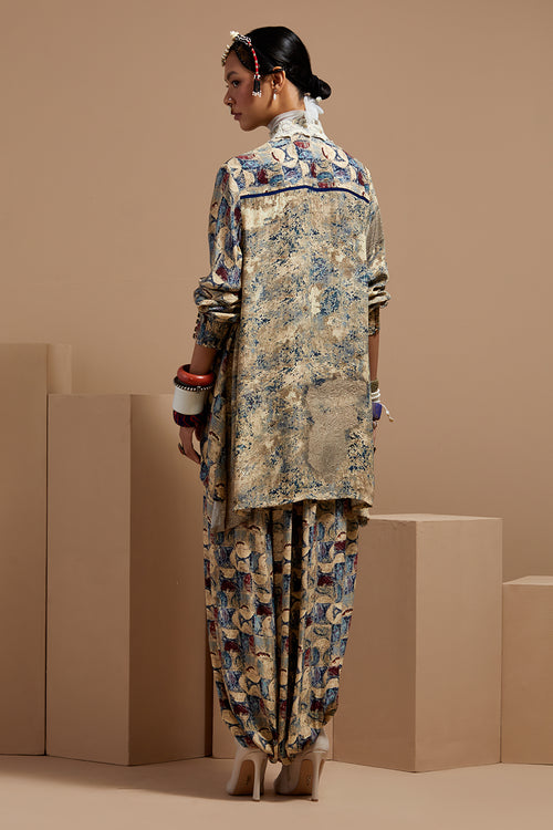Multi Basque Atri Straight Shirt With Drape Trousers