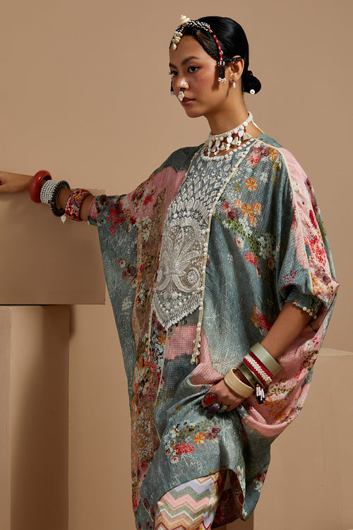 Multi Basque Ritu Kaftan Tunic With Stripe Pants