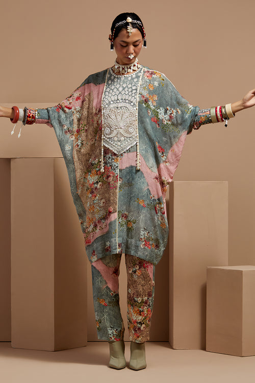 Multi Basque Ritu Kaftan Tunic With Printed Pants