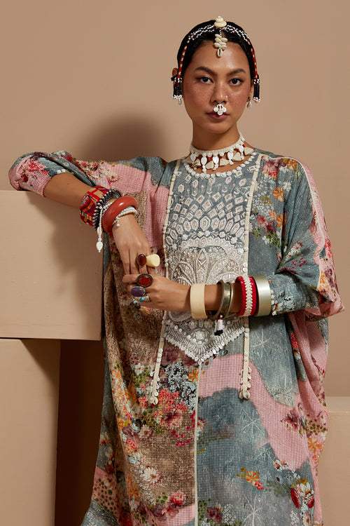 Multi Basque Ritu Kaftan Tunic With Printed Pants