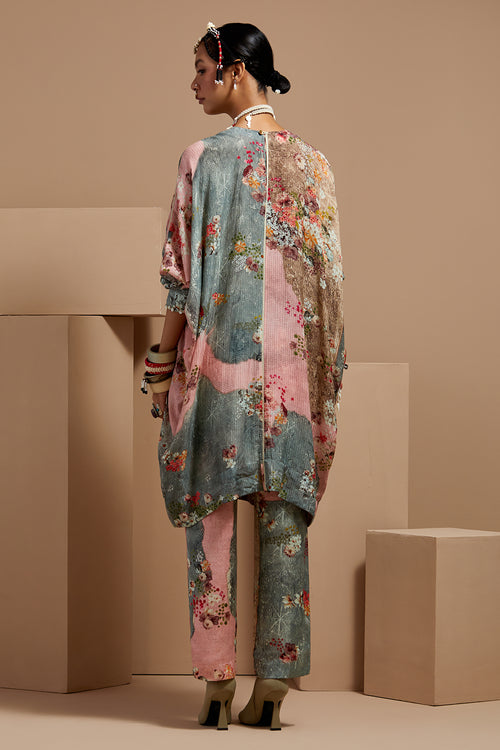 Multi Basque Ritu Kaftan Tunic With Printed Pants