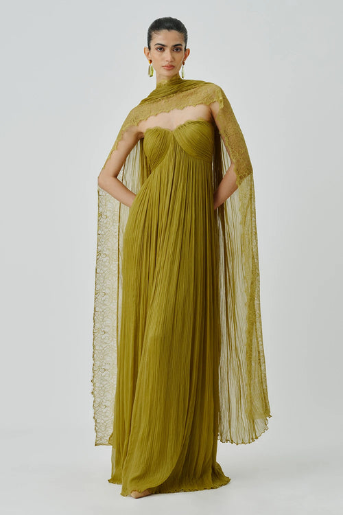 Chartreuse Ruched Dress