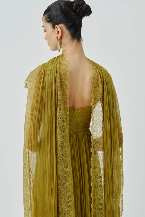 Chartreuse Ruched Dress