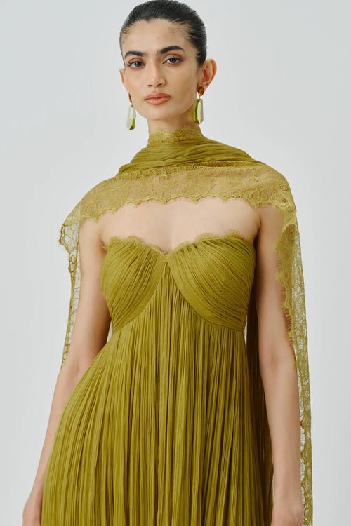 Chartreuse Ruched Dress