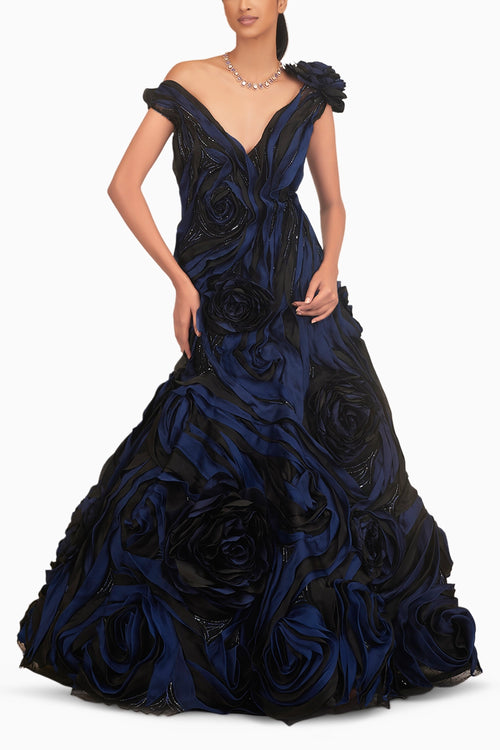 3D Floral Embellished Gown