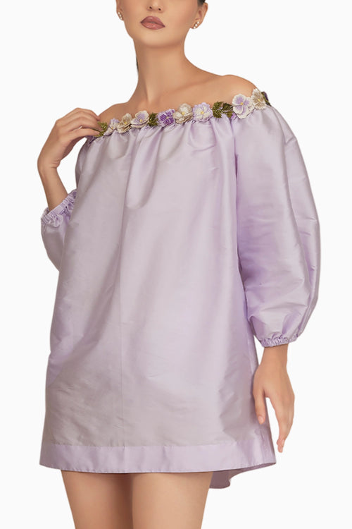 Taffeta Off Shoulder Dress