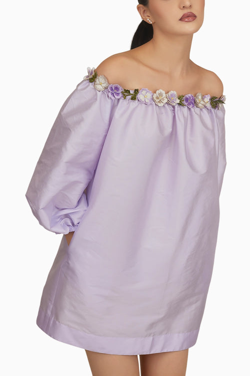 Taffeta Off Shoulder Dress