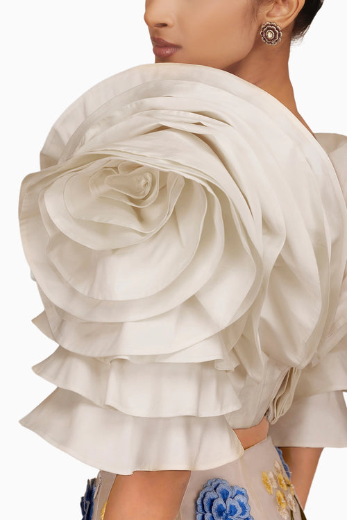 Carnation Floral Skirt with Drape Top