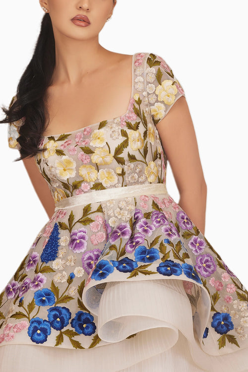 Ombre Floral Mini Dress With Belt
