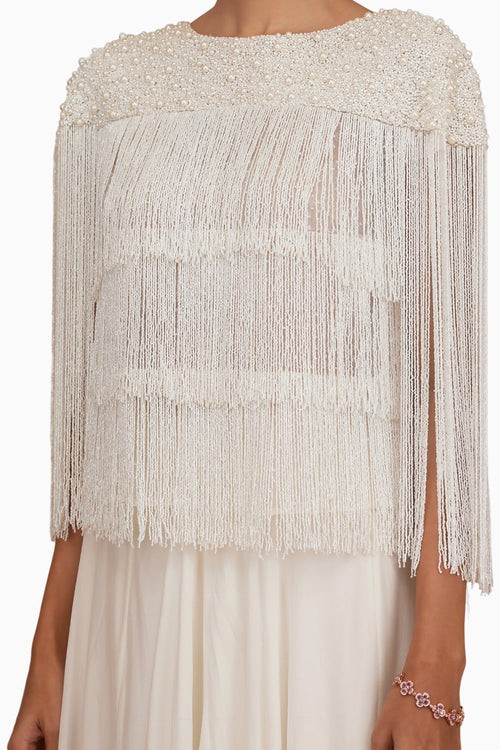 Fringe Cape With Chiffon Skirt