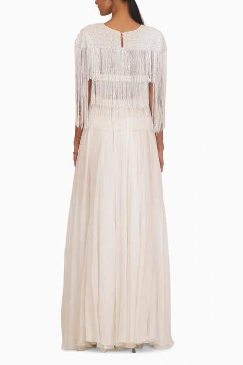 Fringe Cape With Chiffon Skirt