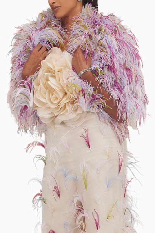 Multi Feather Cropped Jacket