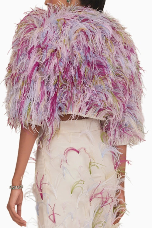 Multi Feather Cropped Jacket