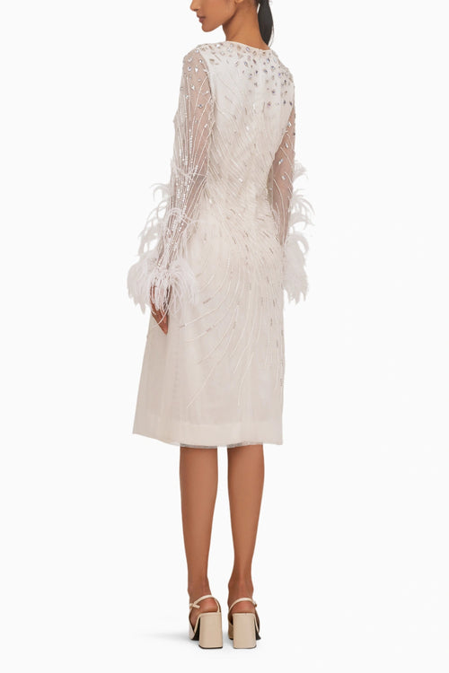 Beaded Feather Midi Dress