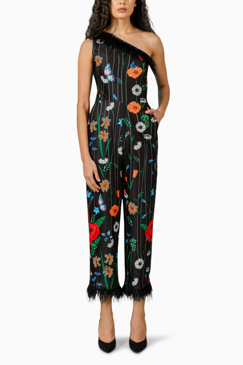 Black Shoulder Sleeveless Jumpsuit