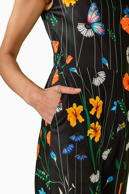 Black Shoulder Sleeveless Jumpsuit