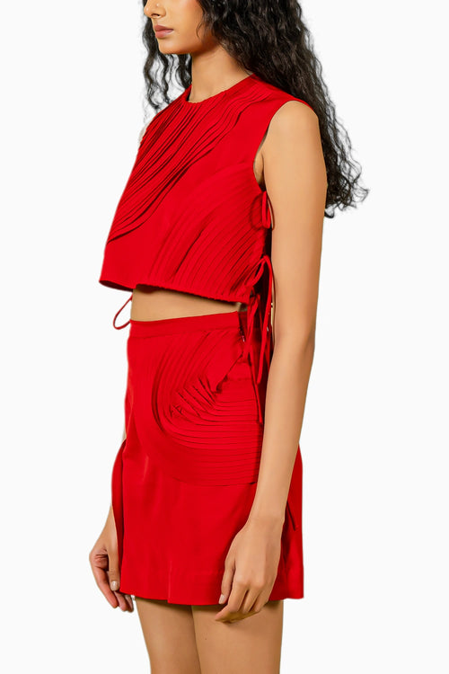 Red Textured Co-ord Set