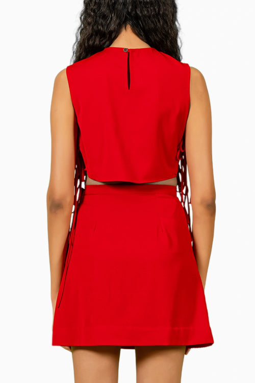 Red Textured Co-ord Set