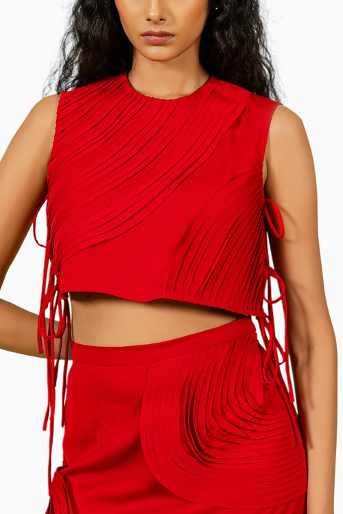 Red Textured Co-ord Set