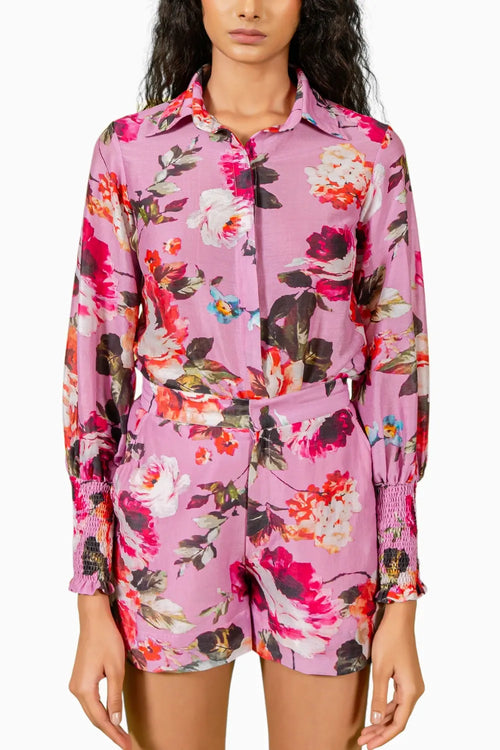 Purple Floral Print Co-ord Set