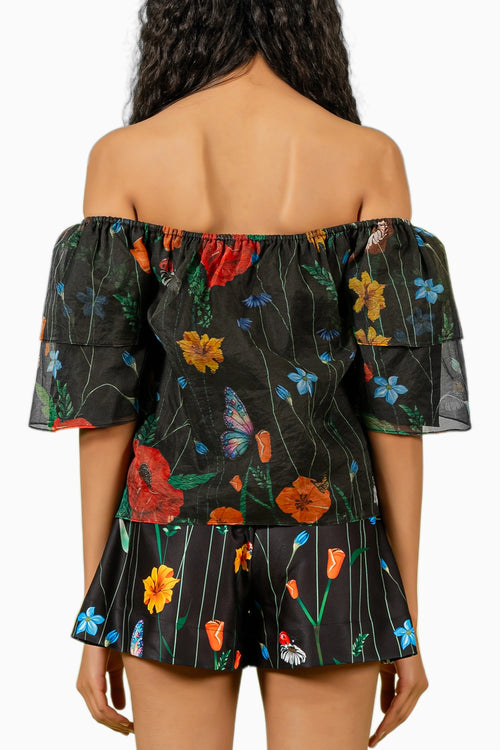 Black Floral Off Shoulder Co-ord Set