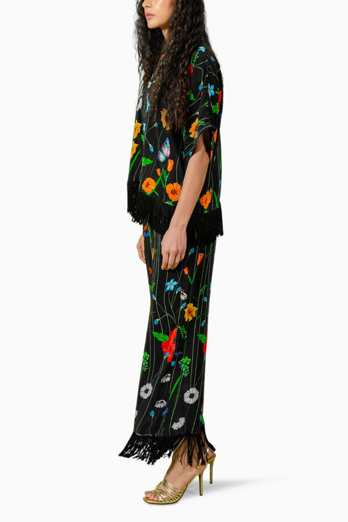 Black Floral Crepe Co-ord Set