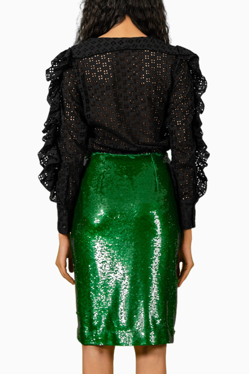 Pigment Green Front Slit Skirt