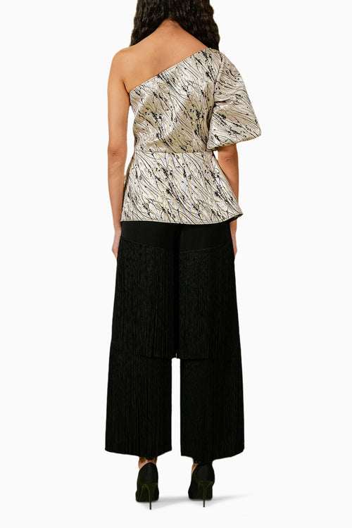 Silver Black Peplum Top