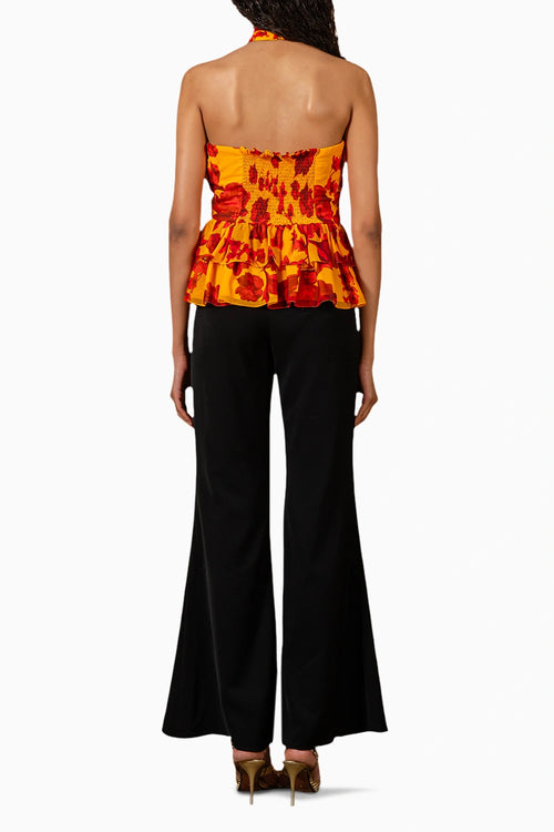 Yellow Red Floral Print Top