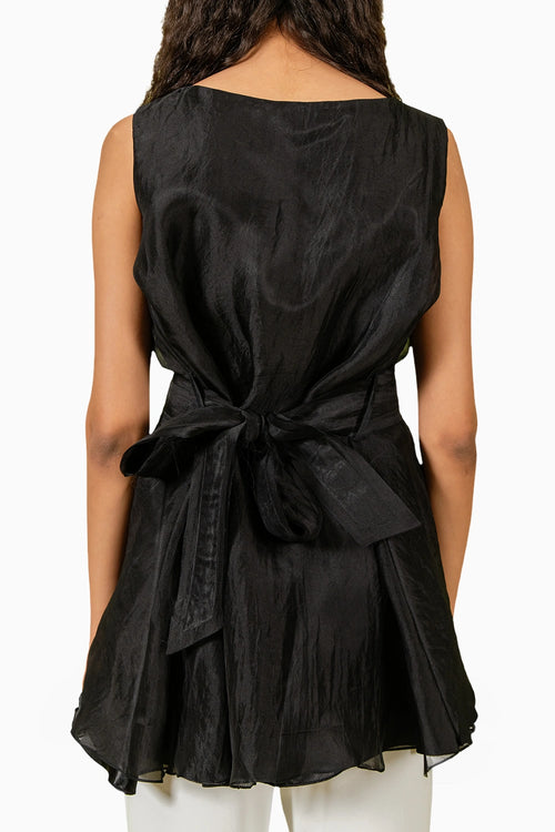 Black Boat Neck Sleeveless Top