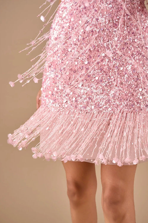 Crystal Pink Fringe Dress