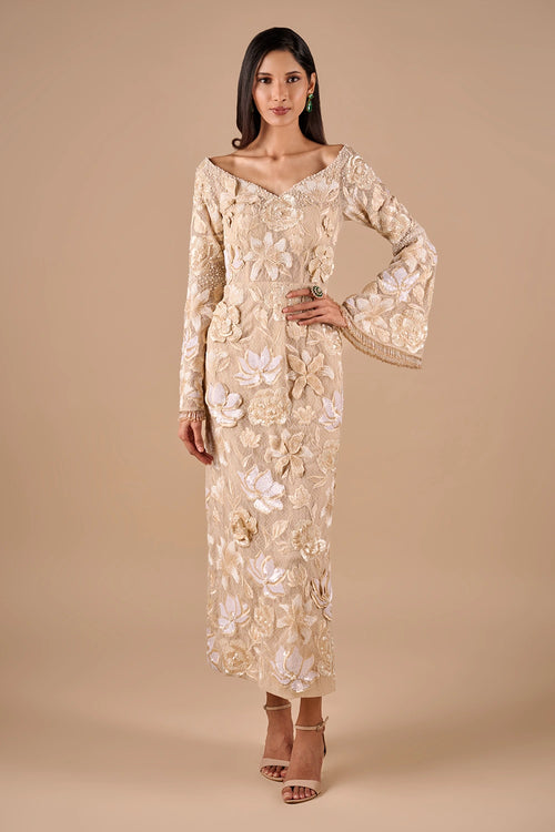 Floral Lace Sequin Gown