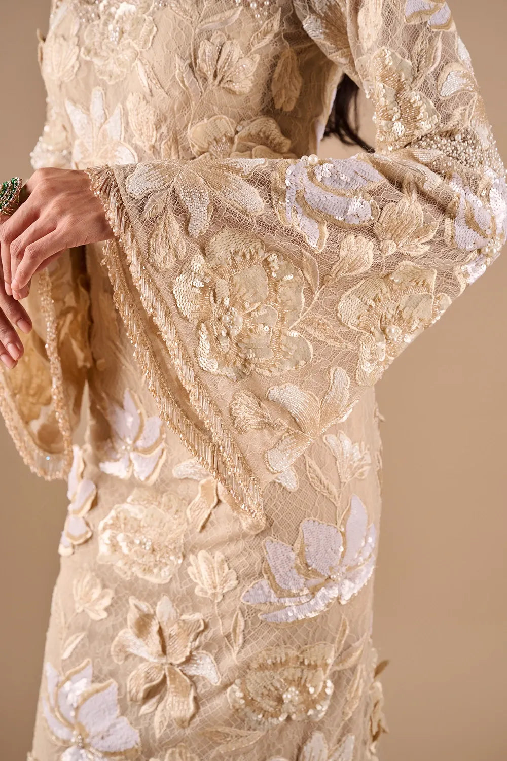 Floral Lace Sequin Gown