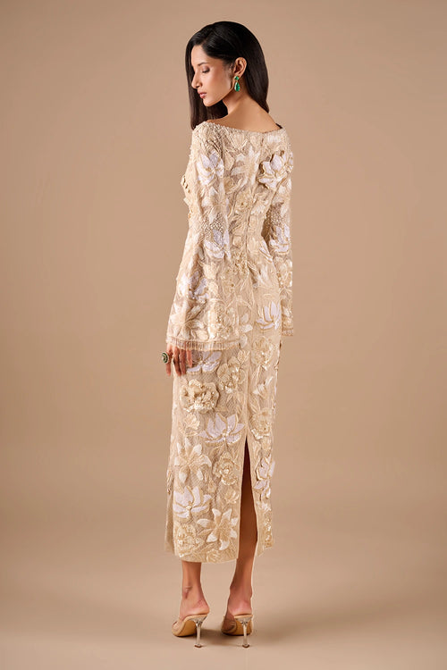 Floral Lace Sequin Gown