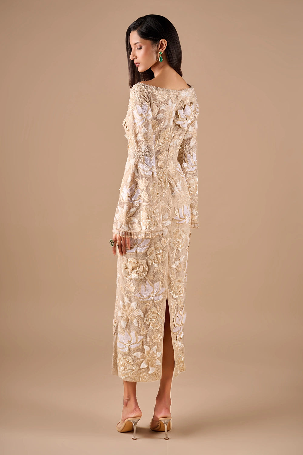 Floral Lace Sequin Gown