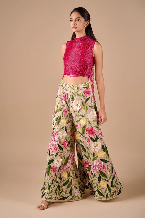 Pink Fringe Drape Top