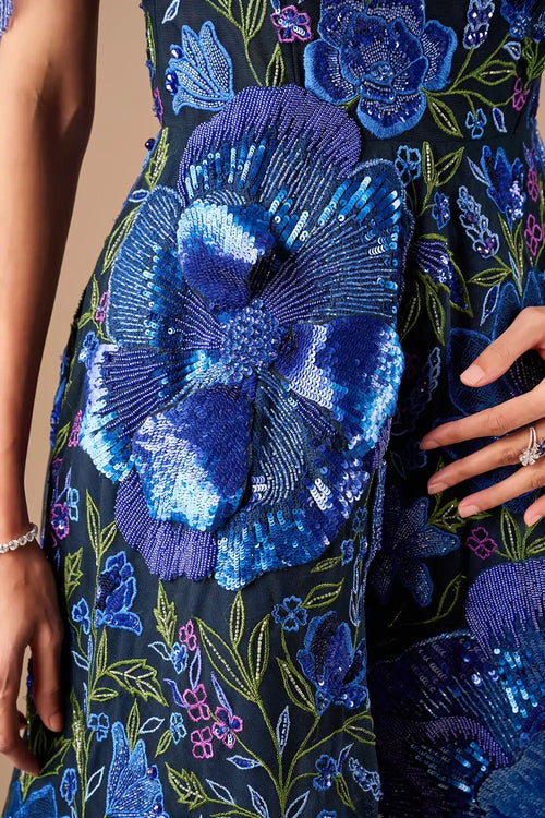 3D Floral Hi-Low Gown