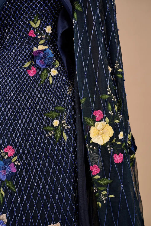 Bridal Drape Column Gown With Textured Cape