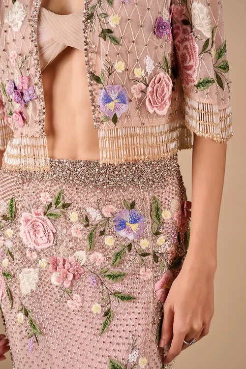 Bridal Cropped Fringe Jacket